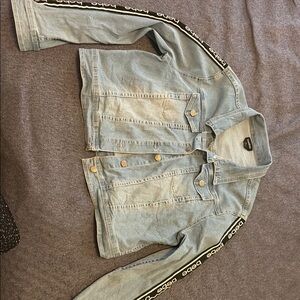 bebe Blue and Black Jean Jacket Timeless Style